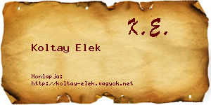 Koltay Elek névjegykártya